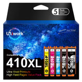 Uniwork Remanufactured Ink Cartridge Replacement for Epson 410XL 410 XL T410XL use for Expression XP-830 XP-640 XP-7100 XP-630 XP-530 XP-635 Printer Tray (Latest Upgraded Chip, 5 Pack) Uniwork