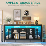 YITAHOME 33.5'' Tall TV Stand for 75 inch TV, LED Entertainment Center with Storage, Black TV Stands for Living Room with Acrylic Doors & Power Outlets, Tall TV Console Cabinet, Black YITAHOME