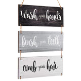 Jetec Bathroom Wall Decor Bath Rules Wall Art Sign Family Hanging Funny Wooden Hanging Sign Rustic Wood Decor for Home Bedroom Outdoor(Simple Pattern,Black, White, Gray) Jetec