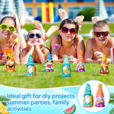 Arrowbash 6 Pcs Summer Ceramics to Paint Ready to Paint Your Own Gnome Statues 5.12 Beach Theme Paintable Figurines DIY Unpainted Ceramics Plaster Crafts Kit with Brush Palette Paint Arrowbash