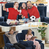 IPKIG Power Loveseat Recliner Sofa with Flip-Up Backrest Console, Drawer, AC Outlet, LED Light, Bluetooth Speakers, Wall Hugger Recliners for Living Room, RV, Home Theater (Navy Blue, Loveseat) IPKIG