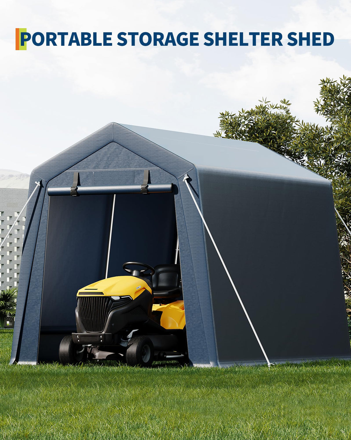 IDEALHOUSE 7x10 FT Outdoor Storage Shelter Shed Carport with Roll-Up Ventilated Zipper Door and Windows, Waterproof Portable Garage, Heavy Duty Tent Shed for Motorcycle Bike Firewood Tools IDEALHOUSE