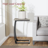 LAKEMID C Shaped End Table Set of 2, Side Table for Couch, Small Sofa Table with Metal Frame, Couch Table for Small Spaces, TV Tray Table for Living Room Bedroom (Grey) LAKEMID