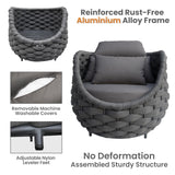 Erotr Aluminum Patio Furniture Set of 4: Woven Rope Outdoor Conversation Sofa Set Assembled - Modern Cushioned Armchair Couch Set for 660lbs Porch Deck Backyard Poolside Drawing Room Hotel, Dark Gray Erotr