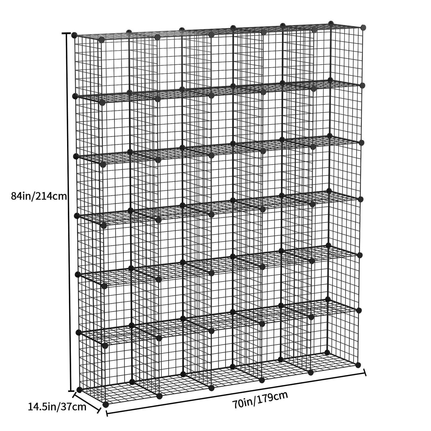 KOUSI 14"x14" Wire Cube Storage, Metal Grid Organizer, 30-Cube Modular Shelving Unit, Stackable Bookcase, Ideal for Living Room, Bedroom, Office, Garage