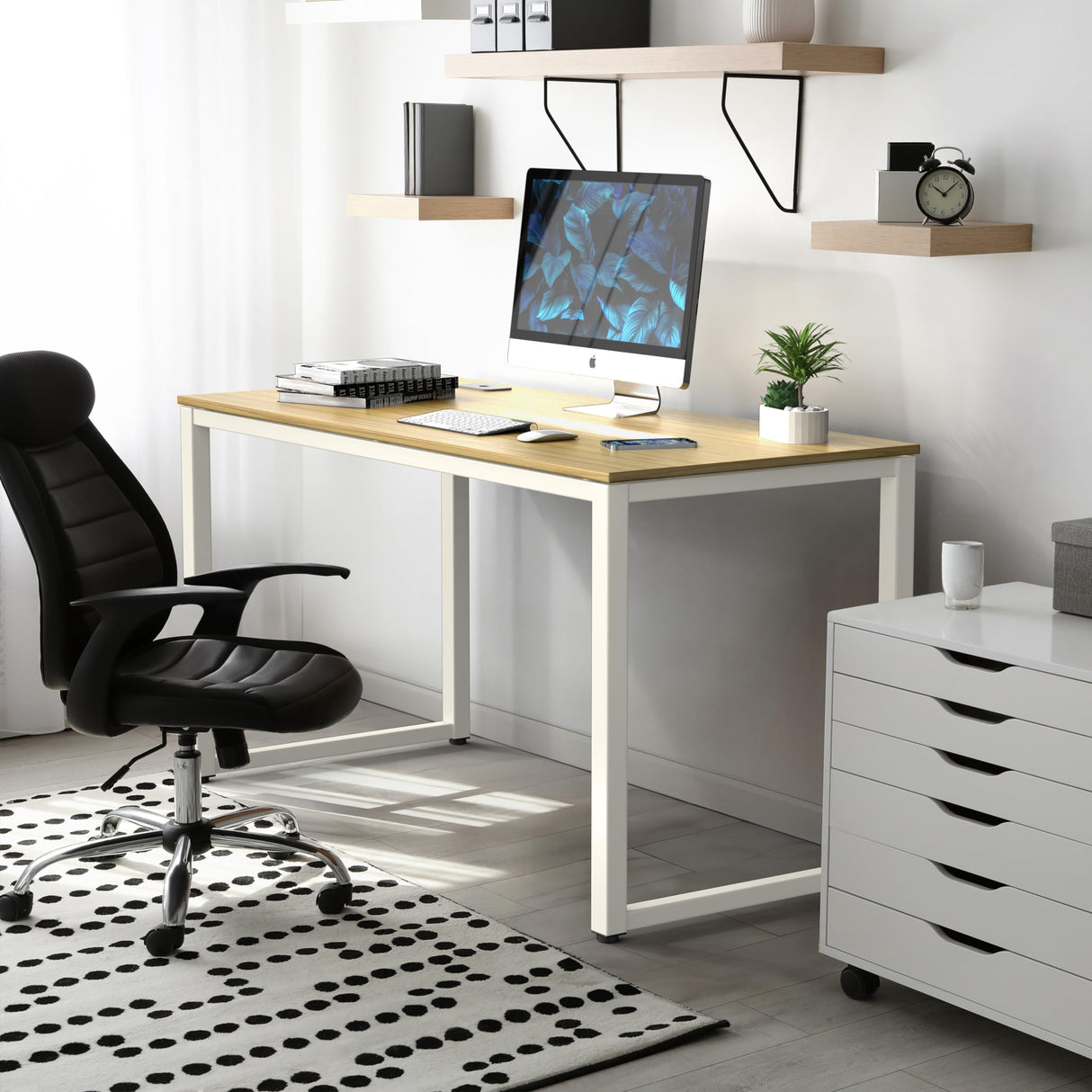 SHW 48" Home Office Computer Desk, 24" Deep, Oak SHW