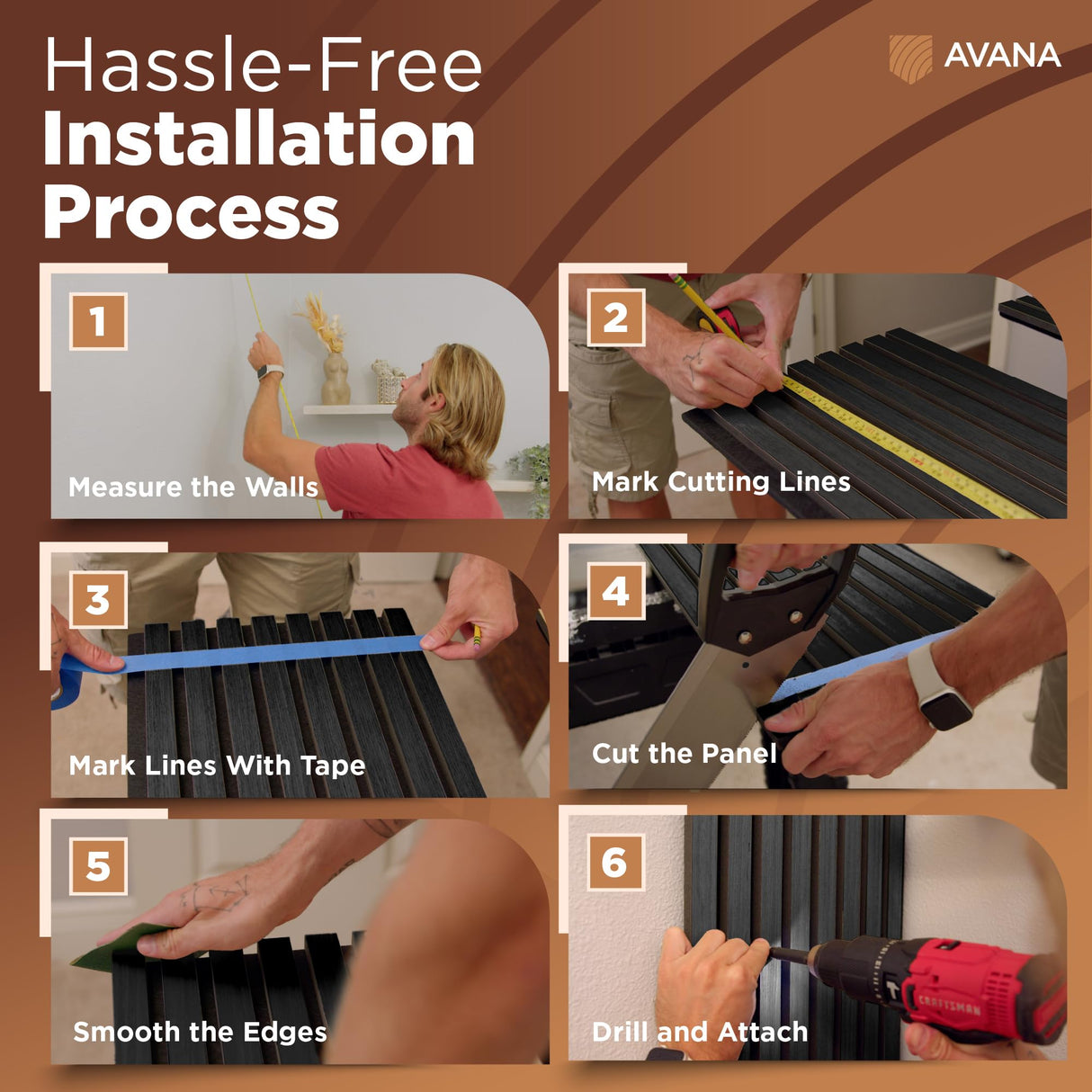 Avana Acoustic Wood Wall Panels – 94.4 x 12.6 Inch Black Oak Acoustic Panels 2 PCs – Wall Panels For Interior Wall Decor For Homes, Offices, Studios – Pleasing Decorative Wood Panels For Wall Avana