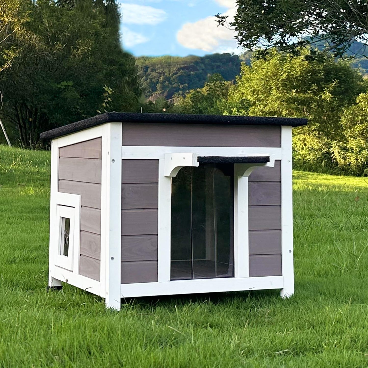 Luyitton Outdoor Cat House Feral Cat Enclosure Cat House Weatherproof for Winter Outdoor Cats - WoodArtSupply