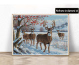 Kaliosy 5D Diamond Art Kits for Adults Deer by Number Kits, Diamond Painting Art Snow Scenery DIY Full Drill Crystal Craft Cross Stitch Embroidery Decoration (12x16 inch) 30x40 cm Kaliosy