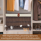 Honjourai Wicker Storage Basket with Lid,Rattan Shelf Basket with Removable Liner Bag,160L Storage Bin,Storage Trunk with Heightened Feet,Storage Container for Wardrobe,Home Organizer Honjourai
