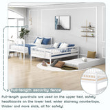 Full Over Full Bunk Beds with Trundle and Stairs Stairway Bunk Bed Frame with Storage Shelves for Kids Teens Adult, Detachable Wood Full Bunk Bed for Boys Girls Adults, White Bellemave