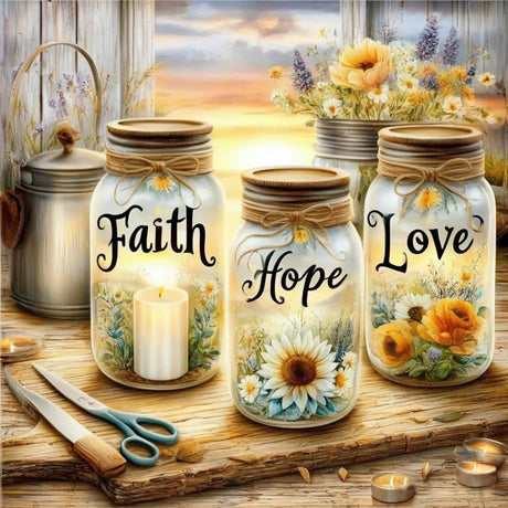 Diamond Art Painting Kits for Adults - Faith Love Hope Full Drill Diamond Dots Paintings for Beginners, Round 5D Paint with Diamonds Pictures Gem Art Painting Kits DIY Adult Crafts Kits 12x16inch Legrace