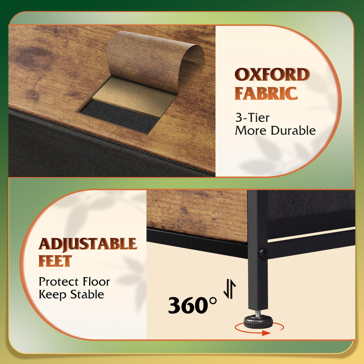 WLIVE Tall Dresser for Bedroom with 10 Fabric Drawers, Organizer Units for Closet, Storage Tower with Cabinet, Metal Frame, Rustic Brown Wood Grain Print Dressers WLIVE