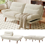 AMADA HOMEFURNISHING Futon Sofa Bed with Adjustable Backrest & Armrests, Convertible Futon Sofa Couch for Small Spaces, Living Room or Office, Corduroy Futon Sofa Bed(White) AMADA HOMEFURNISHING