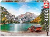 Educa - Braies Lake at Autumn - 3000 Piece Jigsaw Puzzle - Puzzle Glue Included - Completed Image Measures 47.25" x 33.5" - Ages 14+ (19281) Educa