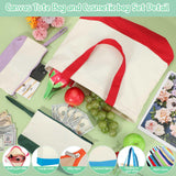 Sanwuta 30 Pcs Canvas Tote Bags Bulk with Zipper Cosmetic Bags 18.5 Cotton Canvas Bag with Handles Reusable Shopping Bags(Colorful) Sanwuta