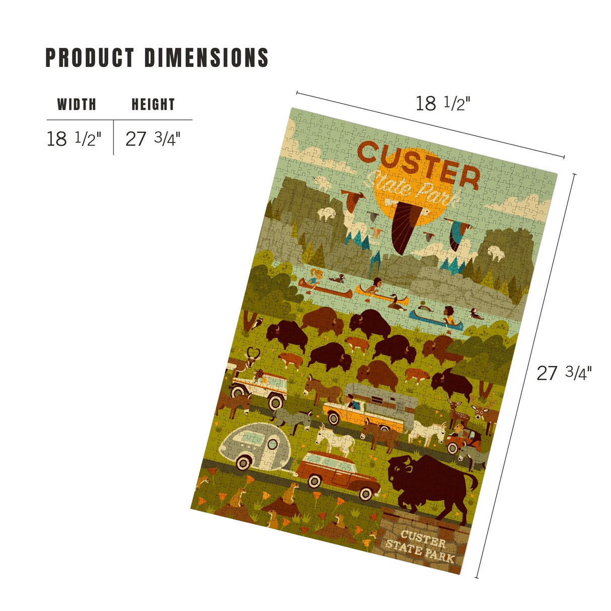 Custer State Park, South Dakota, Geometric (1000 Piece Puzzle, Challenging Jigsaw Puzzle for Adults, Made in USA) Lantern Press