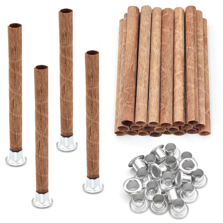 SWIGRANCE 20 Set Wood Spiral Candle Wicks 4x0.32inch / 100x8mm, Wood Wick Tube with Iron Stands for Candle Making, Natural Round Wooden Wick Core Handmade Candles Supplies SWIGRANCE