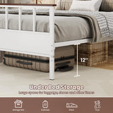 VOPEAK Farmhouse Full Size Bed Frame with Headboard and Footboard, Metal Bed Frame, Wood Platform Bed Frame Full Size with Under Bed Storage, Strong Metal Slats Support, No Box Spring Needed, Full VOPEAK
