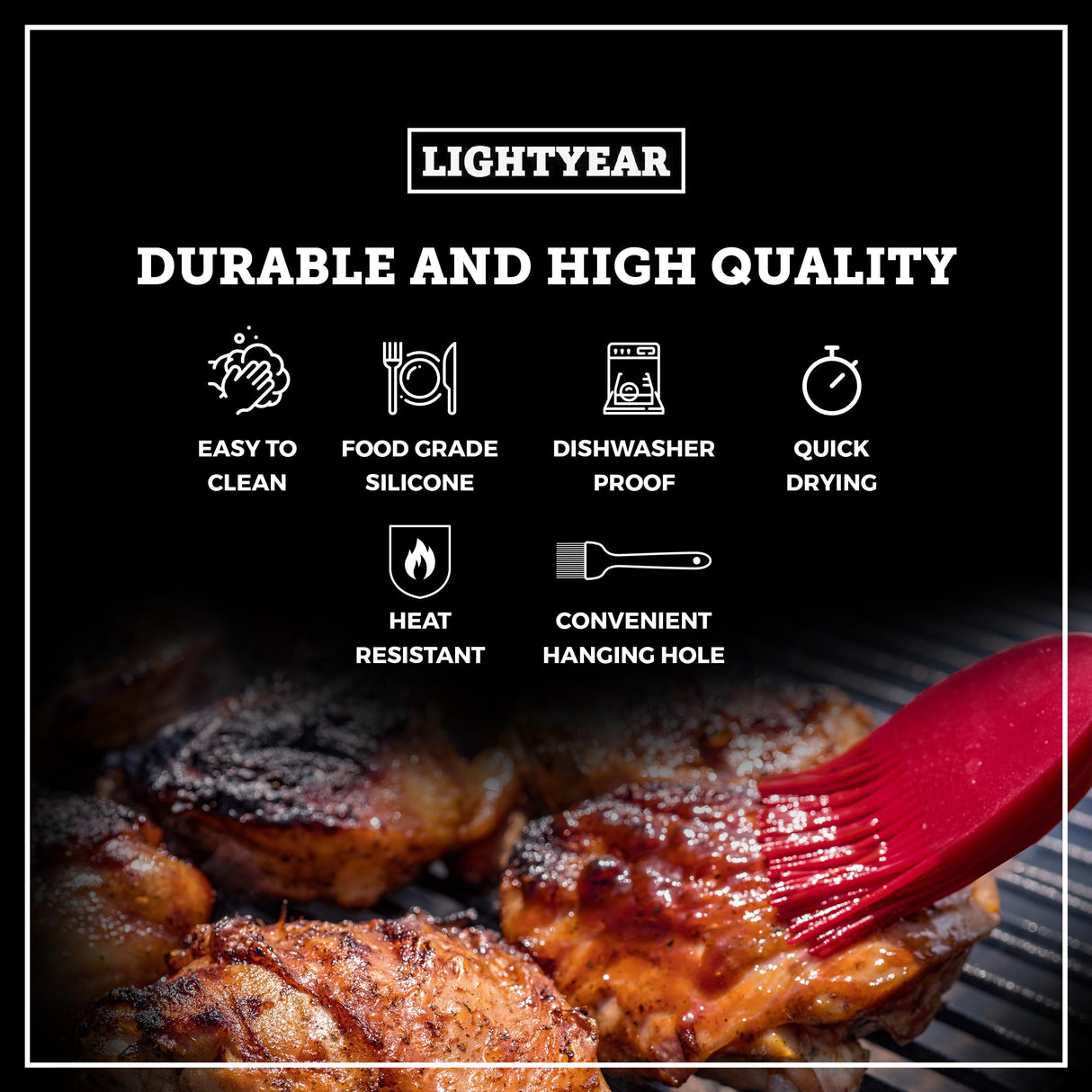 Lightyear Silicone Basting Pastry Brush Set (2 Pcs) ❘ 450°F Heat Resistant Oil Brush for Your Kitchen - Ideal For BBQ’s, Baking & Cooking | 100% Food Grade Silicone - BPA Free & Dishwasher Safe (Red) Lightyear