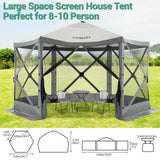 COBIZI 12x12ft Pop up Gazebo Screen Tent Screen House for Camping, Camping Outdoor Screened Gazebo with Sidewalls, Portable Hub Tent with Carrying Bag and Ground Stakes, Grey(Upgraded 2.0) COBIZI