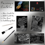 Scratch Art Rainbow Painting Paper, 4 Pcs Vincent Van Gogh Engraving Art & Craft Set, DIY Sketch Card Scratchboard for Kids & Adults, Cafe Terrace at Night, Sunflowers, Starry Night Over the Rhone(VG) VTEAS