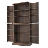 Hlivelood Farmhouse Kitchen Pantry Cabinet, 71" Tall Storage Cabinet with Adjustable Shelves & 4 Barn Doors & Drawer, Rustic Wood Cupboard for Kitchen, Dining Room, Living Room, Brown Hlivelood