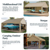 Shintenchi Carport 12' x 20' Heavy Duty Portable Garage, Car Port Canopy with Side-Opening Removable Door & Roll-Up Windows, Car Canopy for Truck,Car,Boat,Motorcycle,Khaki Shintenchi