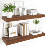 Heimlove 12 Inch Deep Floating Shelves, 48 x 12 inches Long Wall Shelf, Large Display Shelf & Storage Shelf, Rustic Wood Wall Shelves for Fireplace Mantel, Set of 2(Walnut) Heimlove