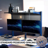 VIVO Steel Triple Clamp 47 x 31 inch Desk Pegboard System with 2 Monitor Mounts and Storage Shelf, Fits up to 32 inch Screens, Office Accessory Organizer, Black, PP-DK48SB VIVO