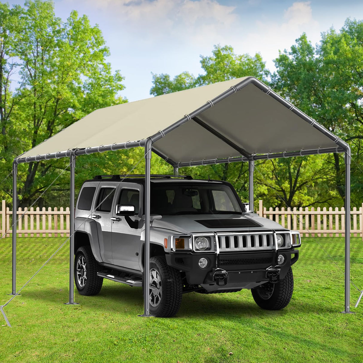 Outdoor Carport 10x20ft Heavy Duty Car Tent, Portable Garage Canopy Storage Shed, Car Shelter, All-Season Tarp Tent for Car, Party (Bg) Grezone
