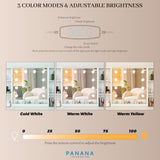 Vanity Desk, Makeup Table with Lights Vanity Set with 3 Drawers, 1 Cabinet & 6 Shelves 3 Lighting Modes Brightness Adjustable Dressing Table with Cushioned Stool for Bedroom, Dressing Room (White) Panana