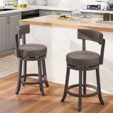 COSTWAY Bar Stools Set of 4, Upholstered Farmhouse Bar stools with Cushioned Seat & Backrest, Solid Wood Legs, Footrest, 26” Counter Height Swivel Stools for Kitchen Island, Pub (4, 26'' Seat Height) COSTWAY