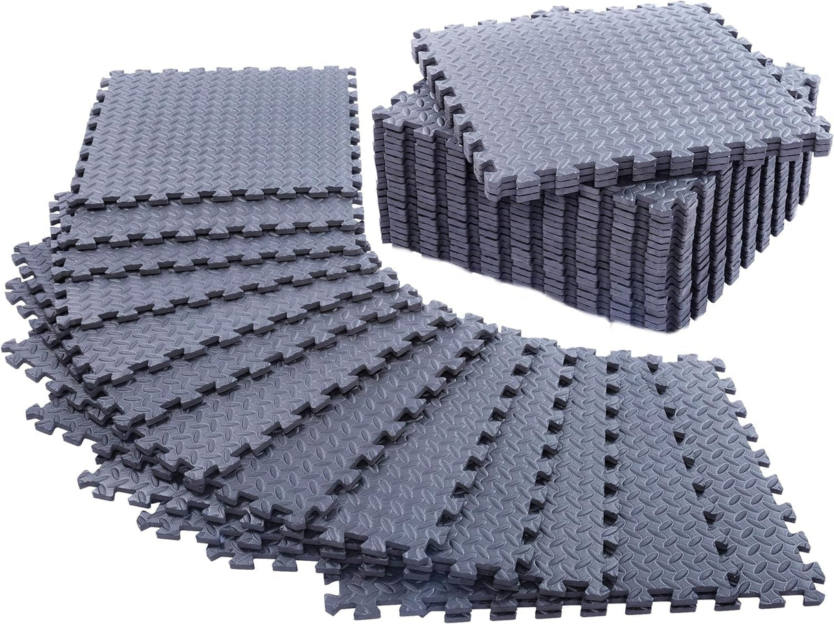 24 Pack, 96 SQFT - 24" x 24" - 1/2" Extra Thick Floor Exercise Mat for Home Gym or Floor Padding - High-Density EVA Interlocking Foam Floor Tiles for Gym Equipment, Play Area | Yoga, Cardio, Weights Our Modern Space