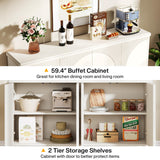 Tribesigns Buffet Cabinet Sideboard with Storage, 59.4-Inch White Storage Cabinet Modern Sideboard Buffet Table with Doors for Living Room Kitchen Dining Room Tribesigns