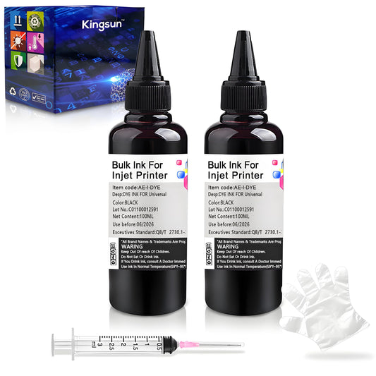 KSUMEI Universal Ink Refill Kit for Canon HP Epn Brother All Inkjet Printer Cartridge Bottle (2*Black, 100 ml)