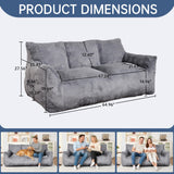 Cvortll Faux Fur Loveseat Couch, Oversized Lounge Sofa for Adults, Fluffy Lazy Sofa with Soft Stuffed Filling, Big Comfy Couch, Boneless Couches for Living Room, Bedroom, Dark Gray Cvortll