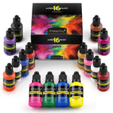Magicfly Airbrush Paint, 16 Colors Acrylic Airbrush Paint Set (30 ml/1 oz), Ready to Spray, Opaque & Neon Colors, Water-based, Premium Kit for Beginners, Hobbyist and Artists Magicfly