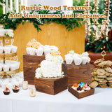 6 Pack Wooden Risers Display Stands Square Buffet Risers for Party Wood Cake Stands Rustic Cupcake Stands Wooden Crates for Display Wood Risers for Decor Wooden Food Display Risers Nesting Risers LEIFEOSH