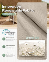 Oasbira Aluminum Outdoor Patio Furniture Set, HDPE Rope 5 Piece Modern Sectional Conversation Sets with Dual-Layer Coffee Table, All Weather Patio Couch Set with Thick Cushions, Silver Frame, Beige Oasbira