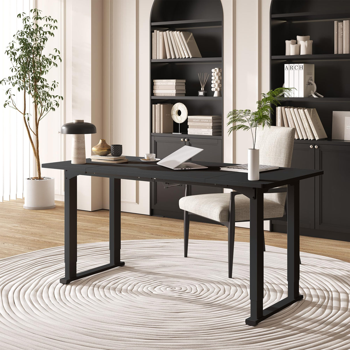 FitStand 4 Legs Standing Desk, Large 79x31 Inches Electric Adjustable Height Desk with Splice Board, Stand Up Desk Home Office Computer Workstation, Black FitStand