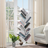 SHEEPAM 10 Tier Tree Book Shelf, Floor Standing Wood Bookshelf for Narrow Space, Storage Organizer Bookshelves for Books/CDs/Magazine, Bookcase with Shelves for Home Office, Living Room - White SHEEPAM
