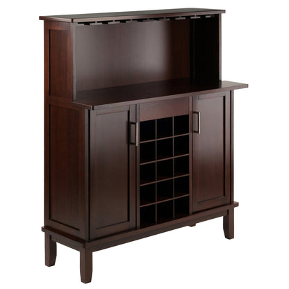 Winsome Beynac Bar Cappuccino Wine Cabinet - WoodArtSupply