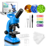 Kids Microscope,40-1600x Microscope Kit for Kids Beginners Children,STEM Kit,Prepared Slides,LED Light and Configured Various Operating Tools- Science Experiment Toy for Kids Ages 6-12 DOUBLE CC