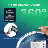 2024 Upgrade Silk PLA 3D Printer Filament, Dual Color Blue Green PLA 1.75mm, Shiny Multi Color Change Filament 3D Printing PLA Filament for Most FDM 3D Printer, +/-0.02mm, 1kg/2.2lb CmaCaiv