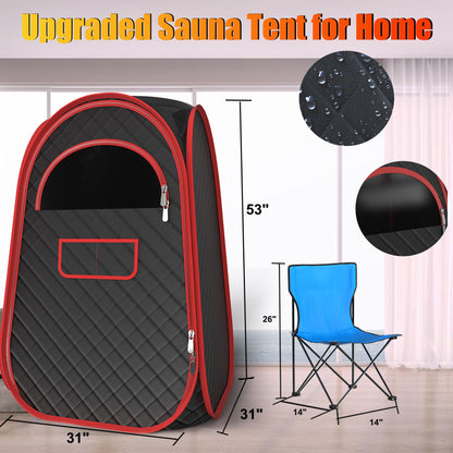 QIOMALA Portable Steam Sauna, Portable Sauna Box for Home, Sauna Tent with 2.6 L Steamer, Folding Chair, Remote Control Included, Sauna Steam Room