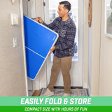 GoSports 6 x 3 ft Mid-Size Table Tennis Table Set with Adjustable Height - Blue GoSports