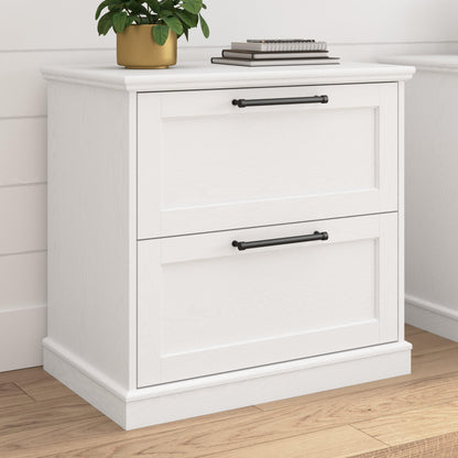 Bush Furniture Westbrook 2 Drawer Lateral File Cabinet in White Ash | Versatile Storage for Home Office and Living Room - WoodArtSupply