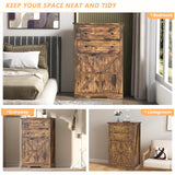 oneinmil Farmhouse Dresser with 2 Drawers, Tall Chest of Drawers Organizer, Rustic Tall Dresser 2 Chest of Drawers, Storage Organizer Dresser for Bedroom, Hallway, Living Room, Kids Room, Brown oneinmil