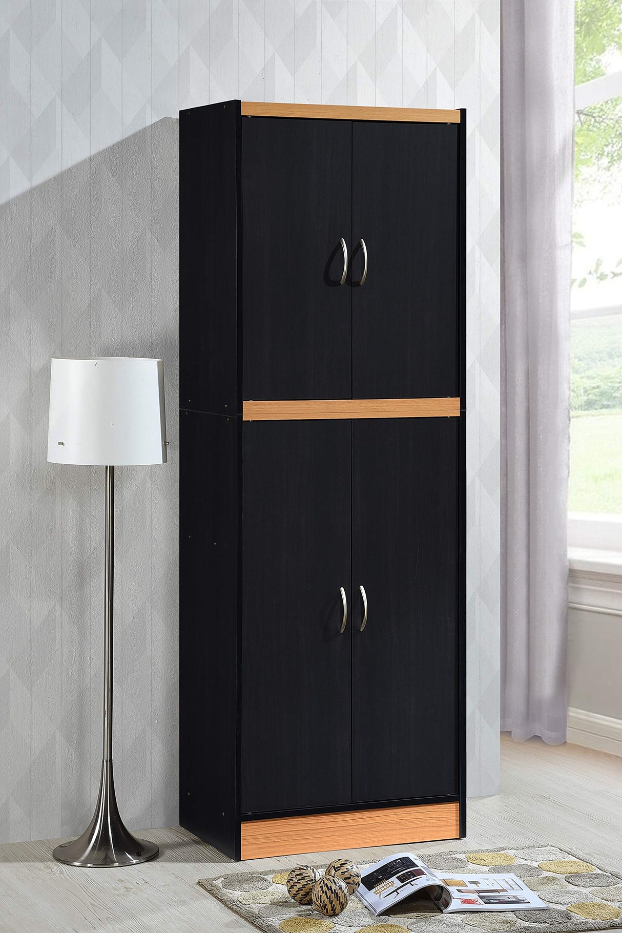 Hodedah 4-Door 4-Shelves, 5-Compartments Kitchen Pantry Hodedah